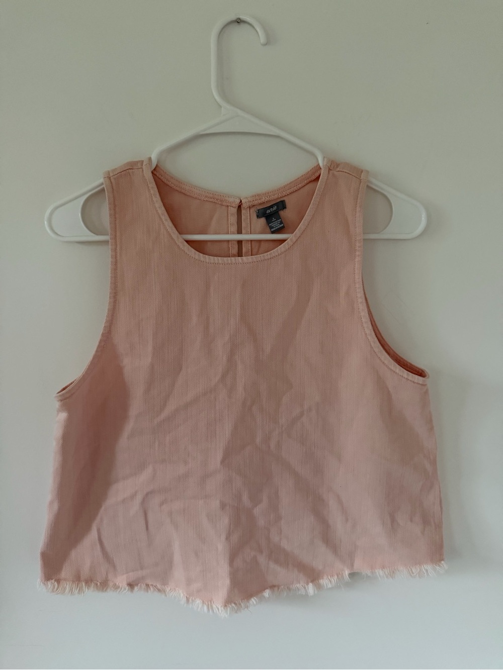 Aerie Blush Pink Sleeveless Frayed-Hem Crop Top